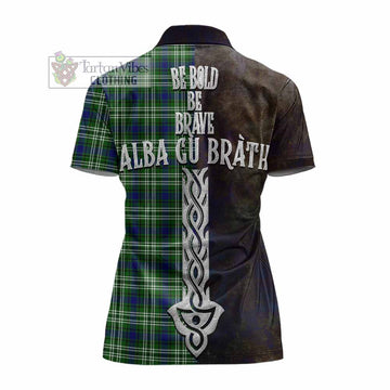 Purves Tartan Family Crest Women's Polo Shirt Alba Gu Brath Be Brave Lion Ancient Style - Tartan Vibes Clothing