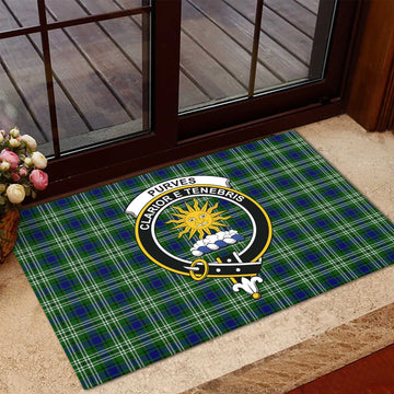 Purves Tartan Rubber Doormat with Family Crest