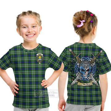 Purves Tartan Kid T-Shirt with Family Crest Celtic Skull Style - Tartan Vibes Clothing