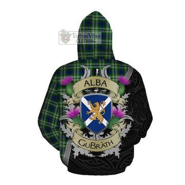 Purves Tartan Family Crest Cotton Hoodie Lion Rampant Royal Thistle Shield Celtic Inspired Pullover Hoodie - Tartan Vibes Clothing