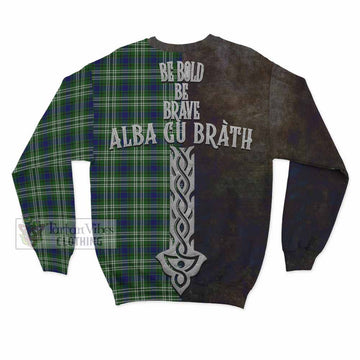 Purves Tartan Family Crest Sweatshirt Alba Gu Brath Be Brave Lion Ancient Style - Tartan Vibes Clothing