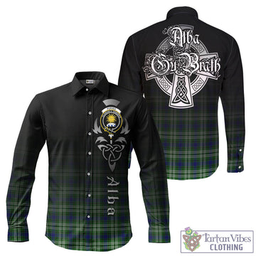 Purves Tartan Long Sleeve Button Up Featuring Alba Gu Brath Family Crest Celtic Inspired - Tartan Vibes Clothing