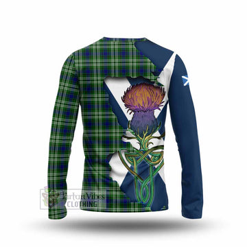 Tartan Vibes Clothing Purves Tartan Family Crest Long Sleeve T-Shirt Scottish Thistle Celtic Inspired