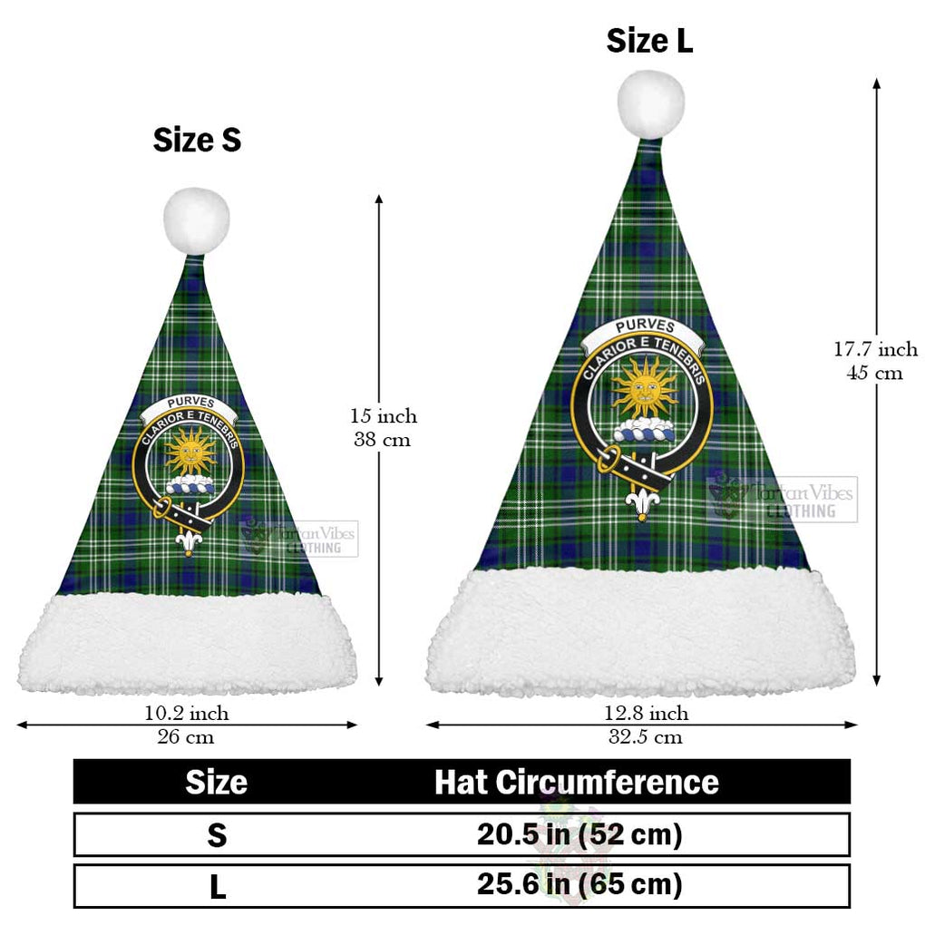 Purves Tartan Christmas Santa Hats with Family Crest Christmas Hat L 25.6in (65cm) - Tartan Vibes Clothing