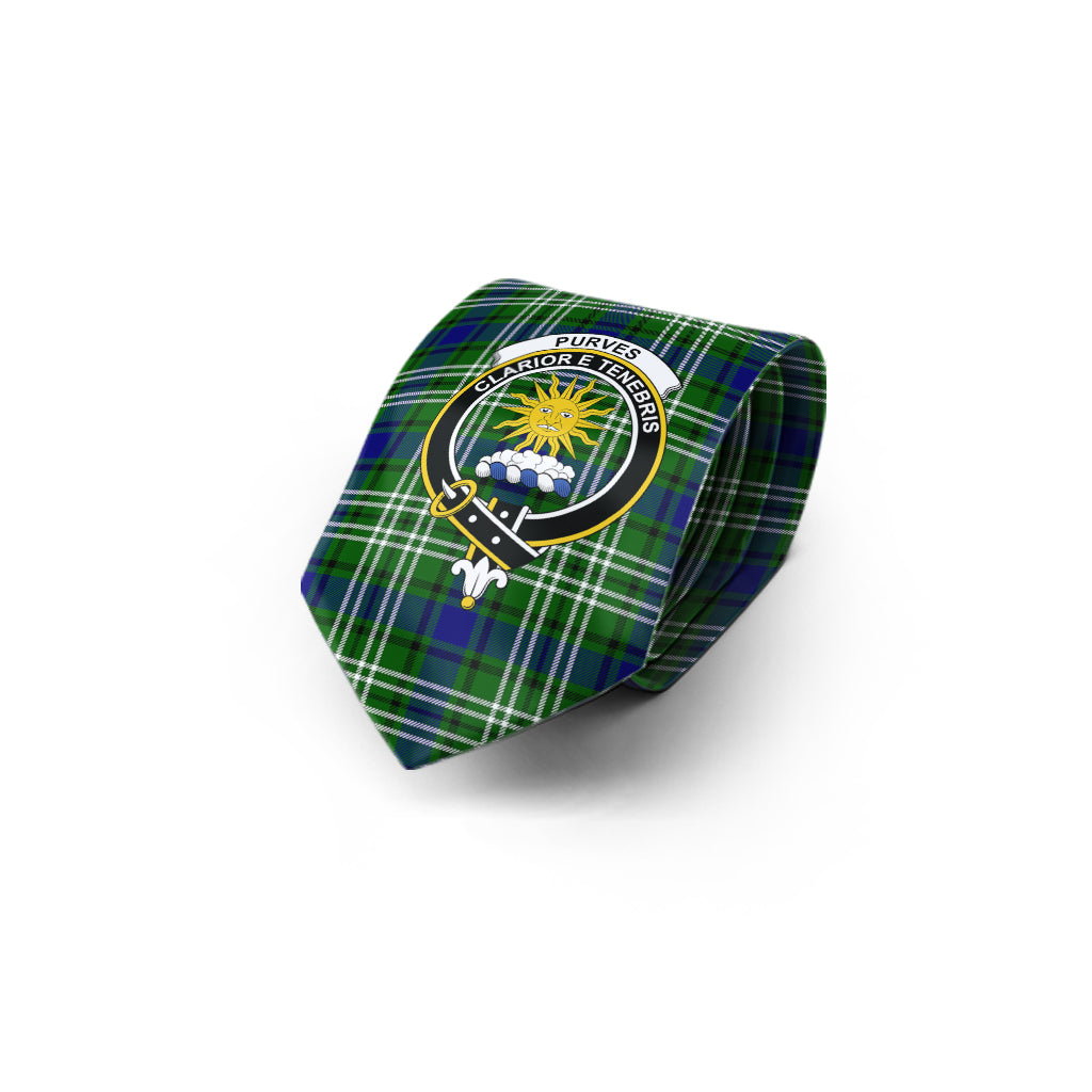 Purves Tartan Classic Necktie with Family Crest - Tartan Vibes Clothing