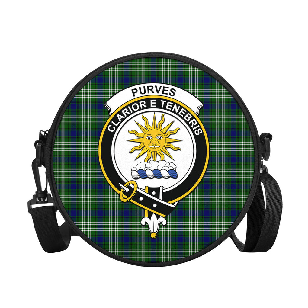 Purves Tartan Round Satchel Bags with Family Crest - Tartan Vibes Clothing