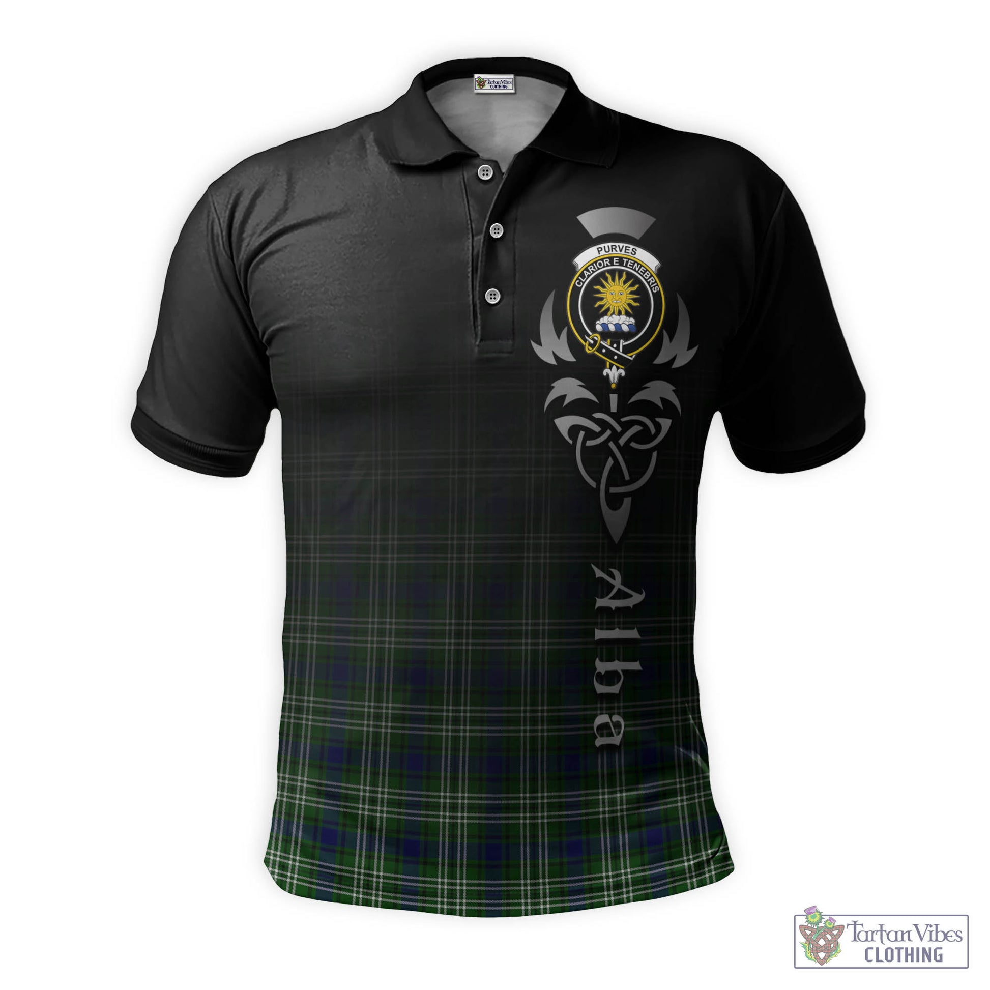 Purves Tartan Polo Shirt Featuring Alba Gu Brath Family Crest Celtic Inspired - Tartan Vibes Clothing