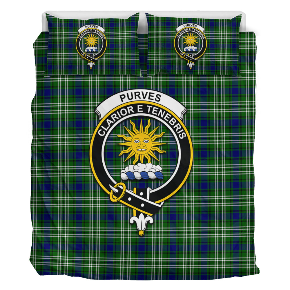 Purves Tartan Bedding Set with Family Crest - Tartan Vibes Clothing