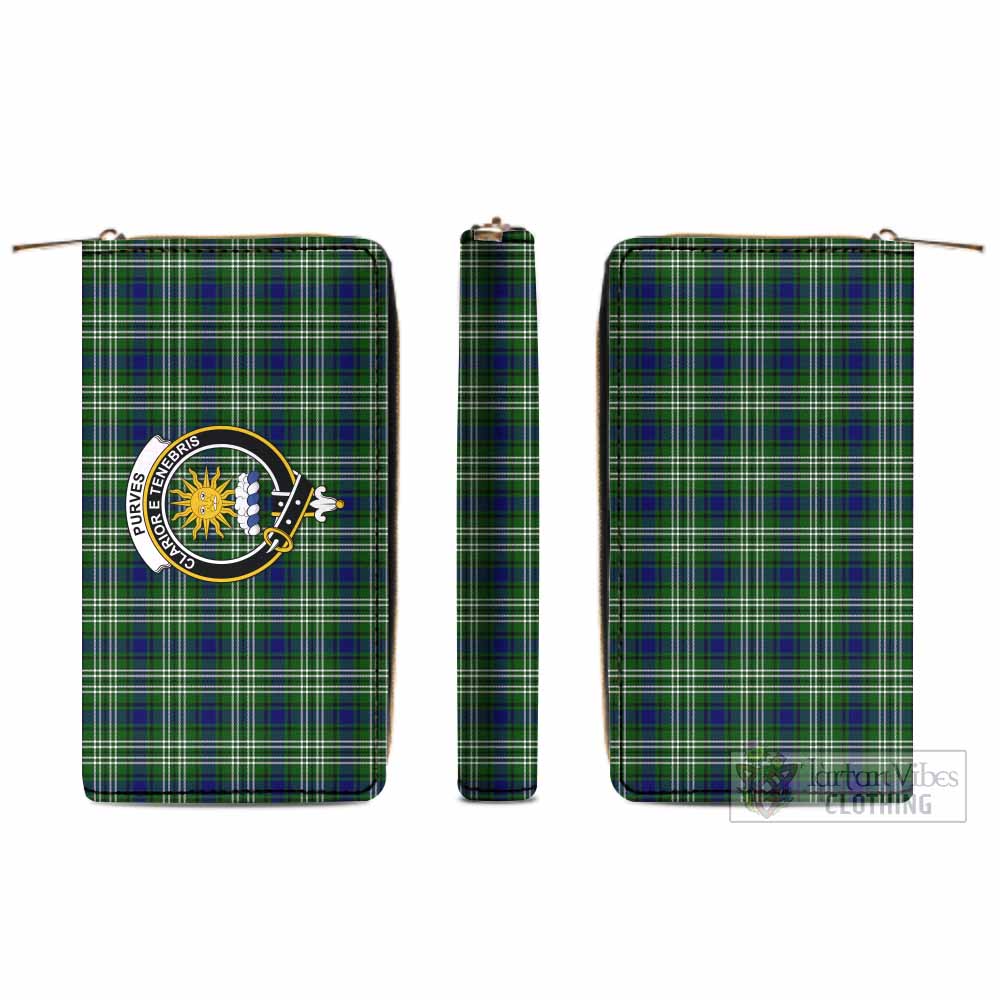 Purves Tartan Women's Leather Wallet with Family Crest - Tartan Vibes Clothing