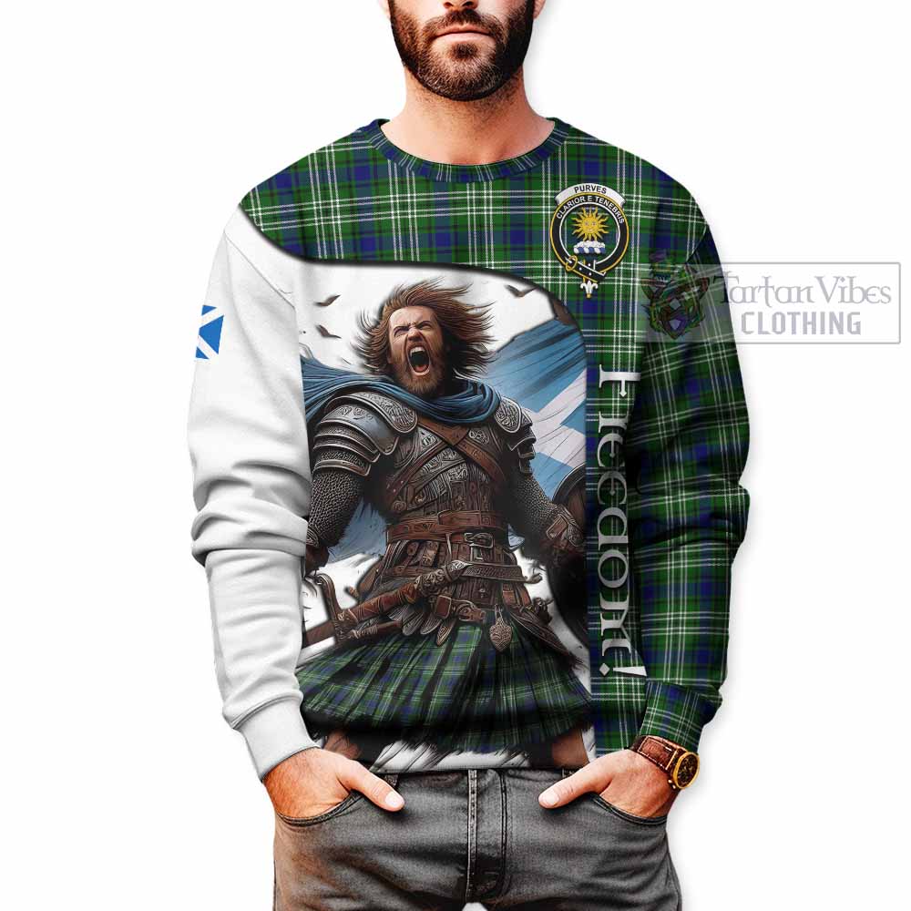 Purves Crest Tartan Sweatshirt Inspired by the Freedom of Scottish Warrior - Tartan Vibes Clothing