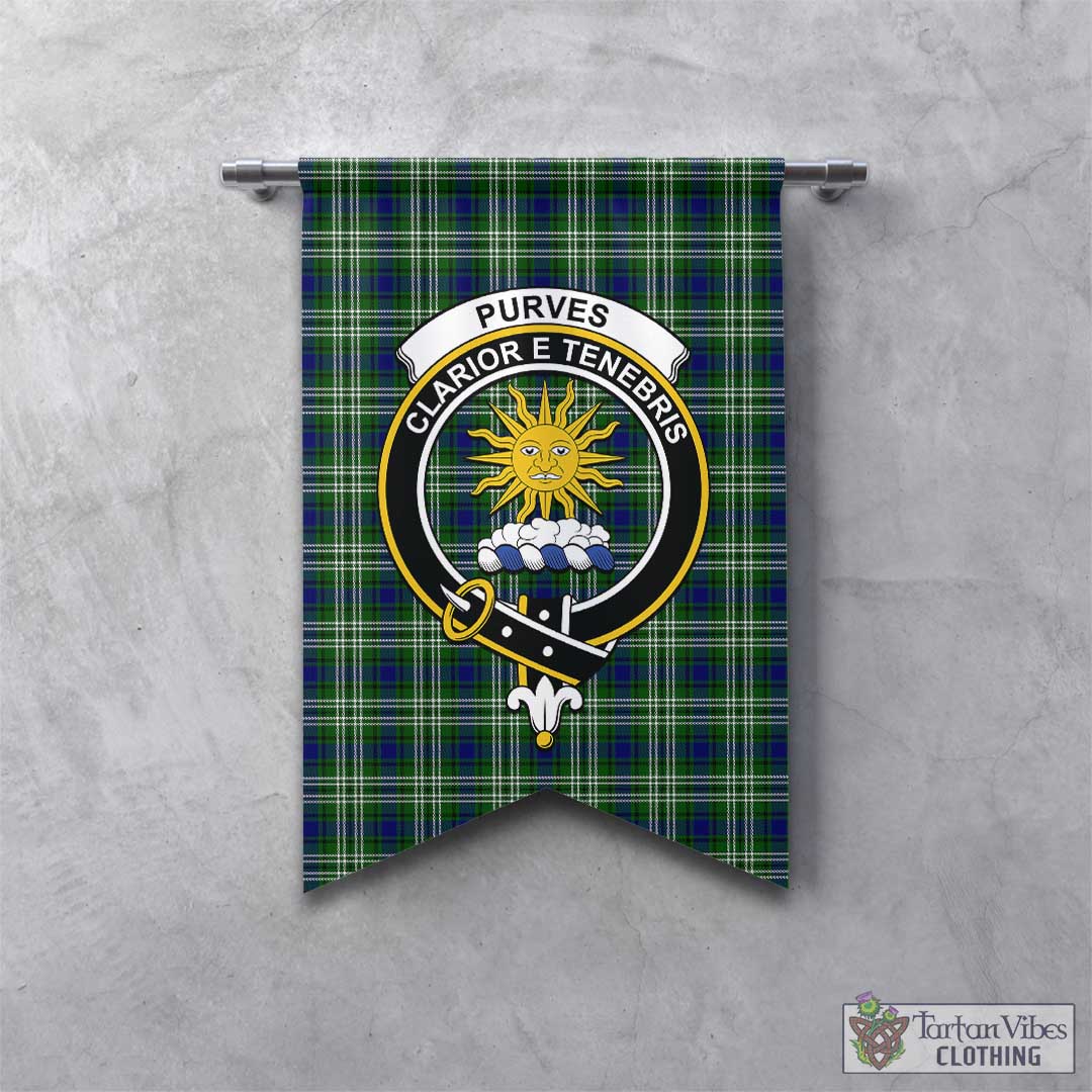 Tartan Vibes Clothing Purves Tartan Gonfalon, Tartan Banner with Family Crest