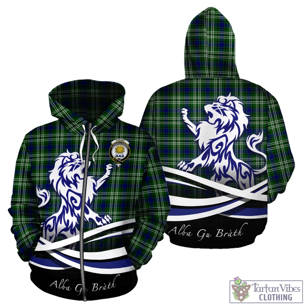 Purves Tartan Hoodie with Alba Gu Brath Regal Lion Emblem - Tartan Vibes Clothing