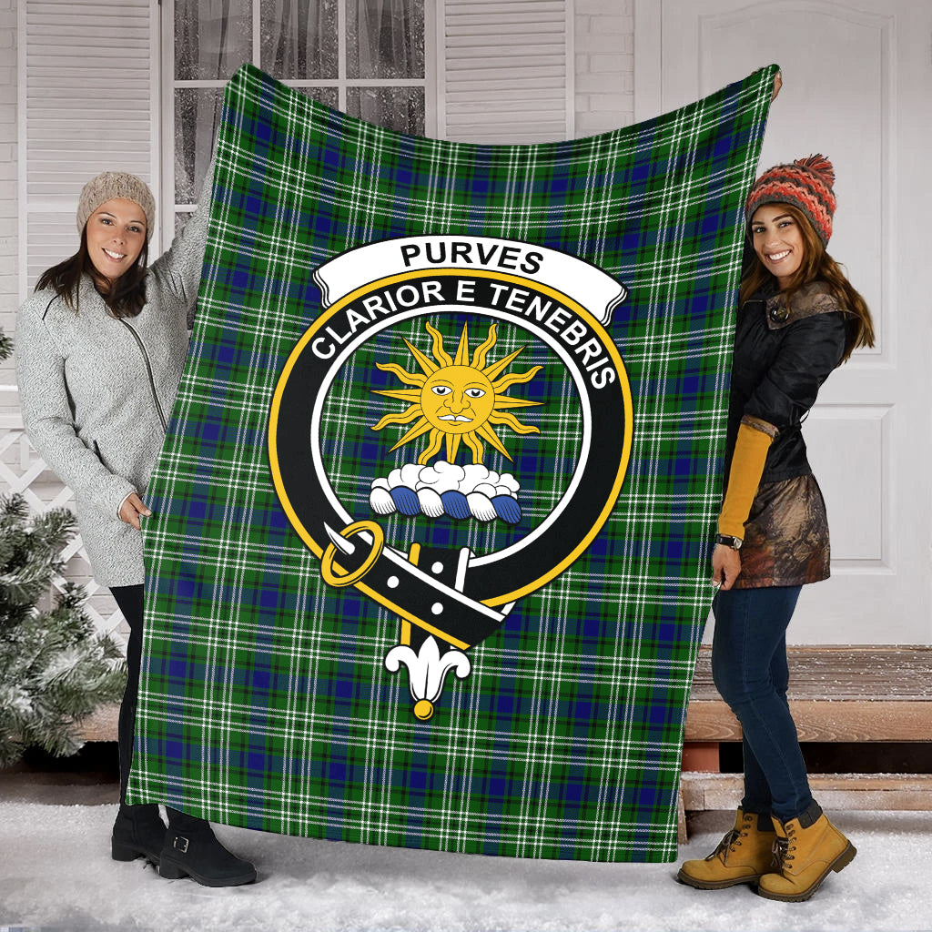 Purves Tartan Blanket with Family Crest - Tartan Vibes Clothing
