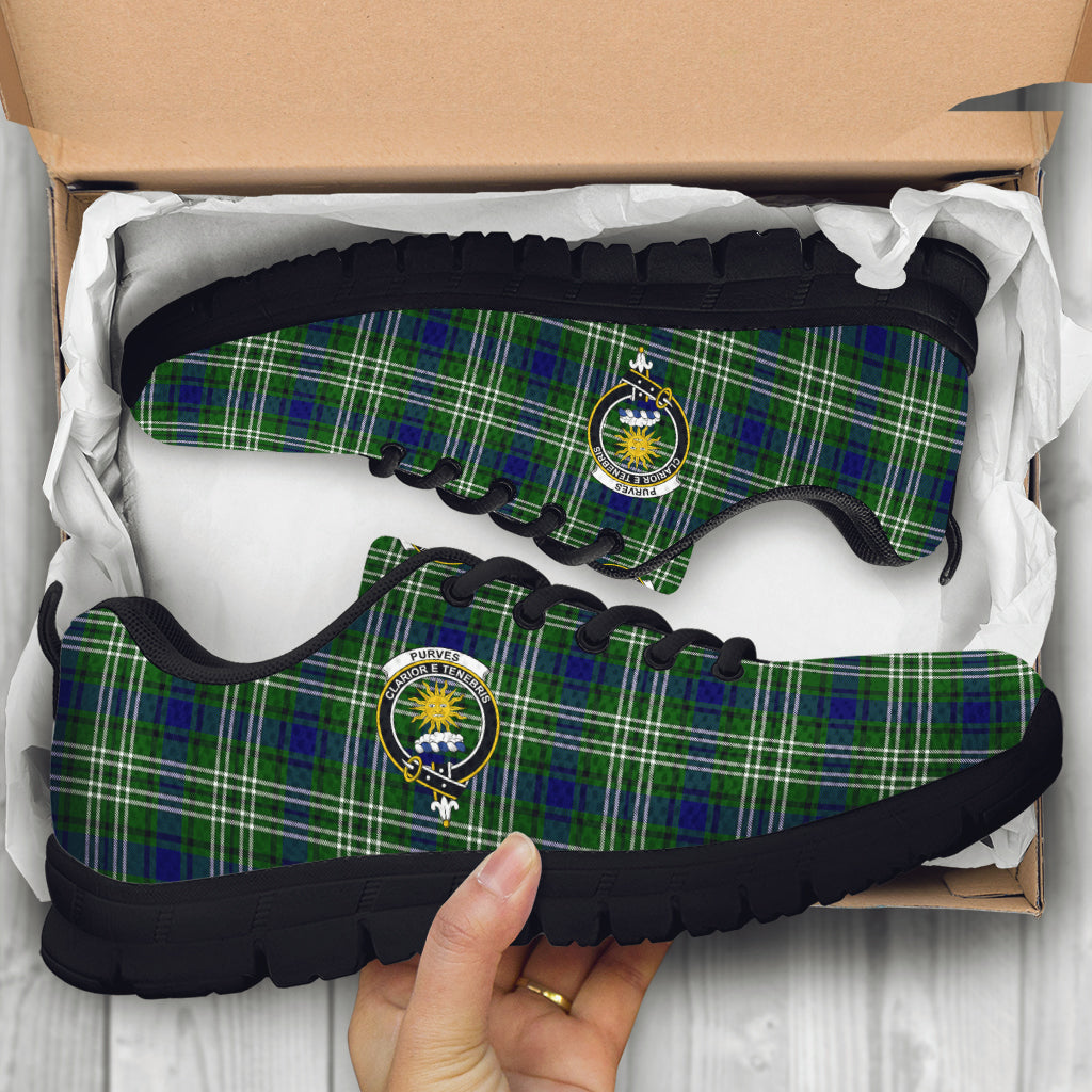 Purves Tartan Sneakers with Family Crest - Tartan Vibes Clothing