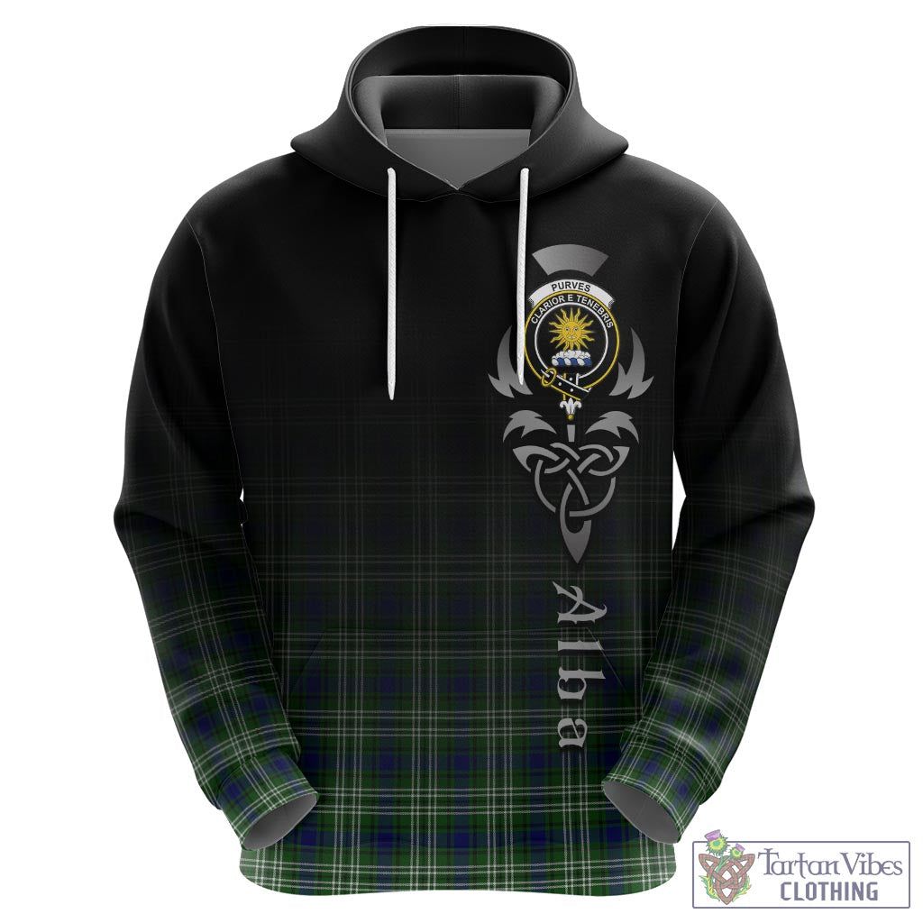 Purves Tartan Hoodie Featuring Alba Gu Brath Family Crest Celtic Inspired - Tartan Vibes Clothing