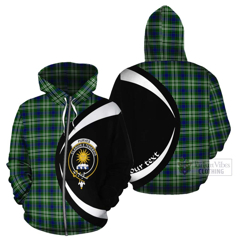 Purves Tartan Cotton Hoodie with Family Crest Circle Style - Tartan Vibes Clothing