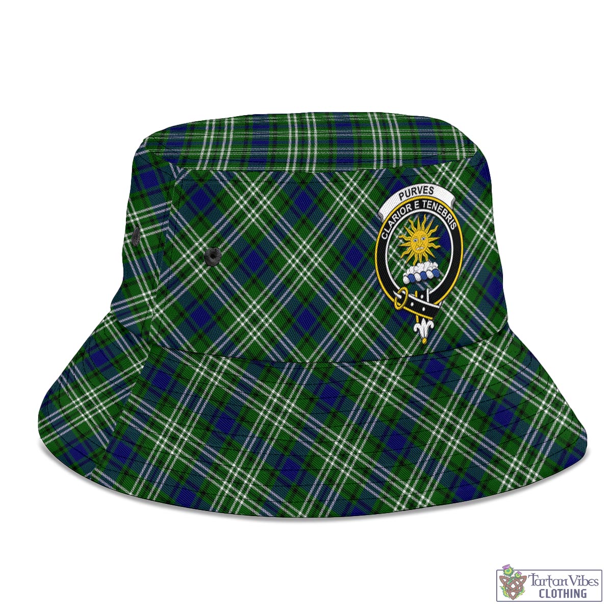 Purves Tartan Bucket Hat with Family Crest - Tartan Vibes Clothing
