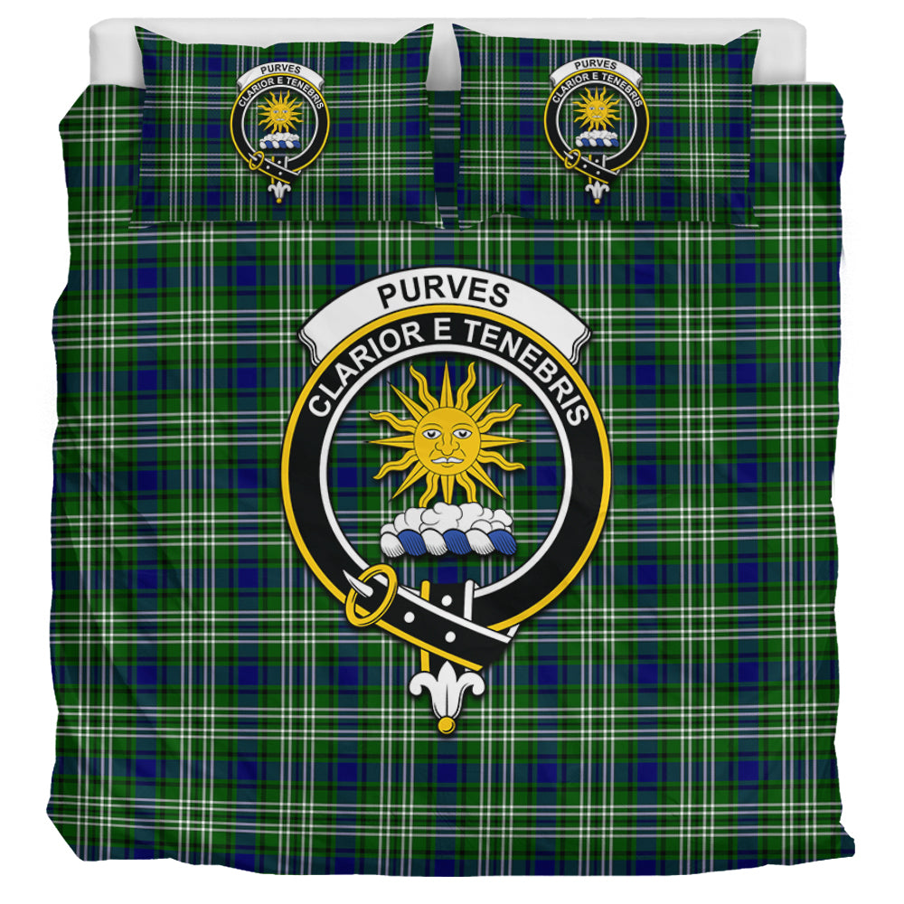 Purves Tartan Bedding Set with Family Crest UK Bedding Set UK Super King 104*94 inch - Tartan Vibes Clothing