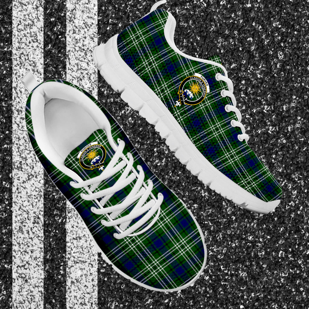 Purves Tartan Sneakers with Family Crest - Tartan Vibes Clothing