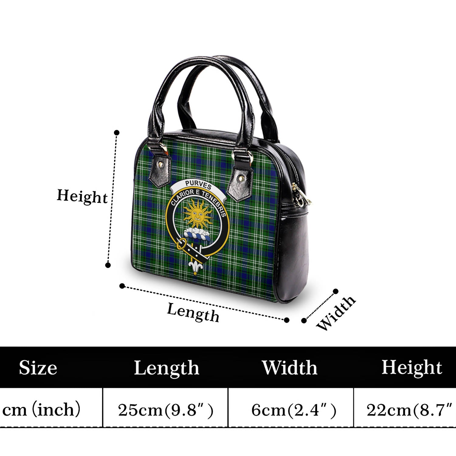 Purves Tartan Shoulder Handbags with Family Crest - Tartan Vibes Clothing