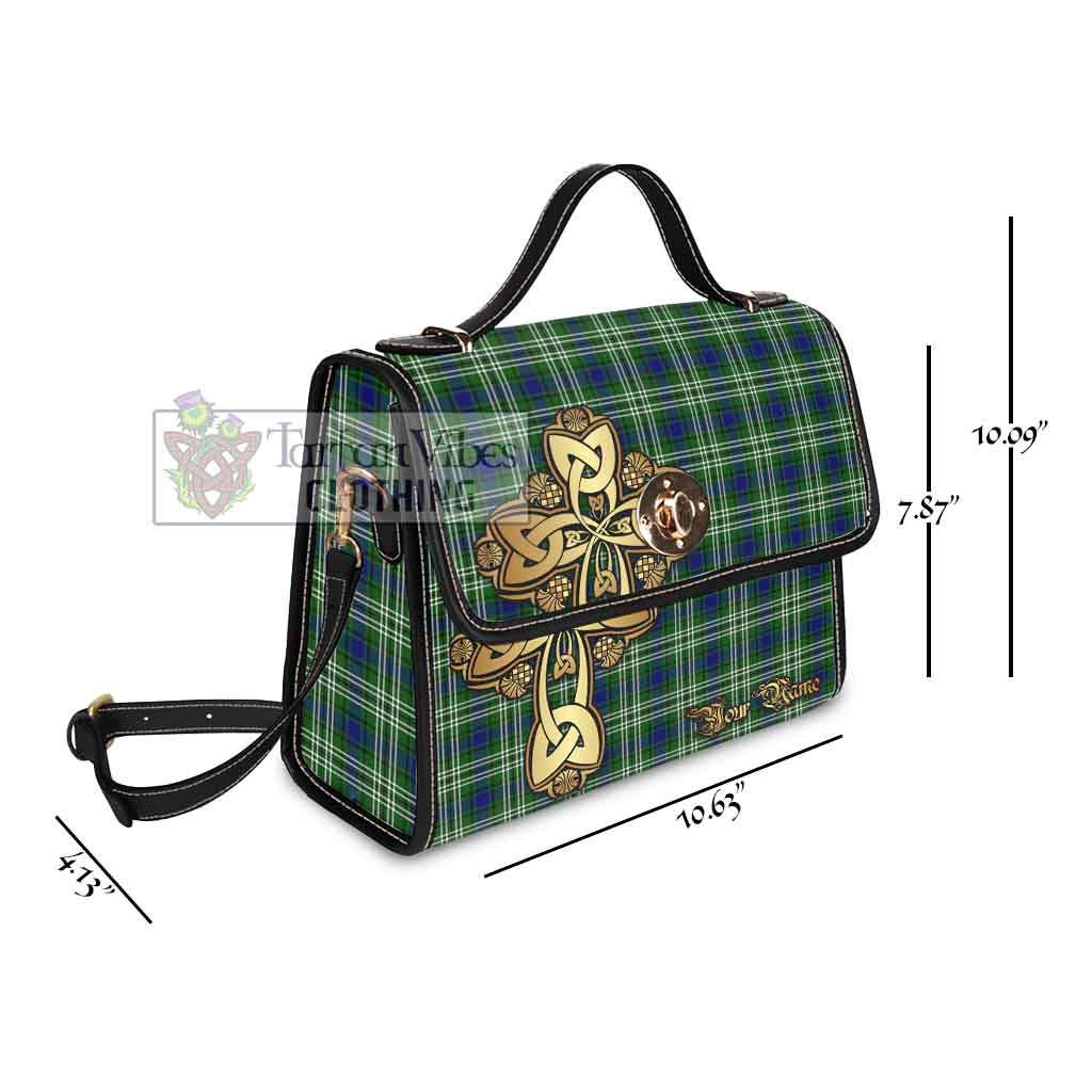 Tartan Vibes Clothing Purves Tartan Waterproof Canvas Bag Golden Thistle Celtic Cross Style