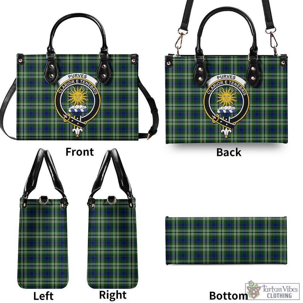 Purves Tartan Luxury Leather Handbags with Family Crest - Tartan Vibes Clothing