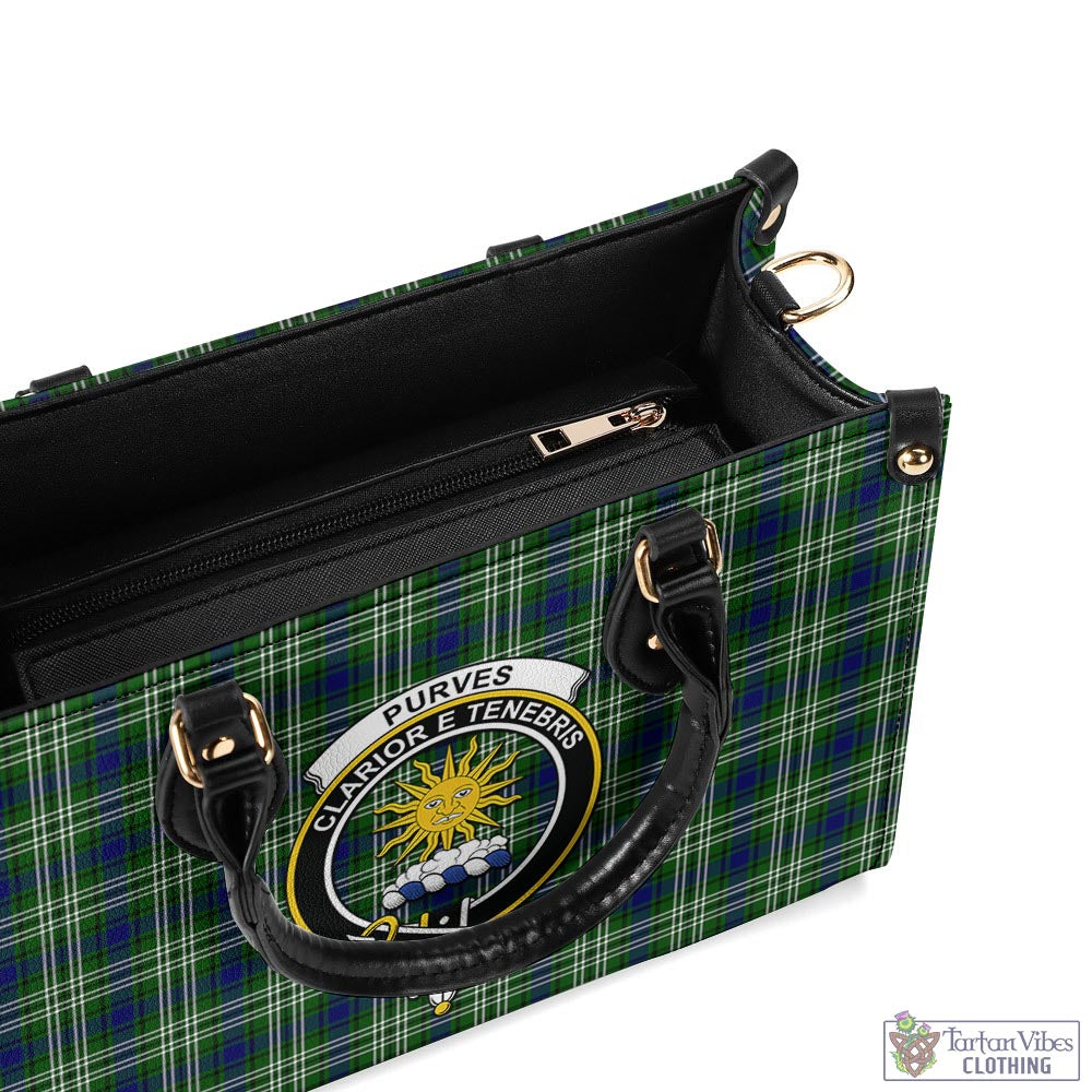 Purves Tartan Luxury Leather Handbags with Family Crest - Tartan Vibes Clothing