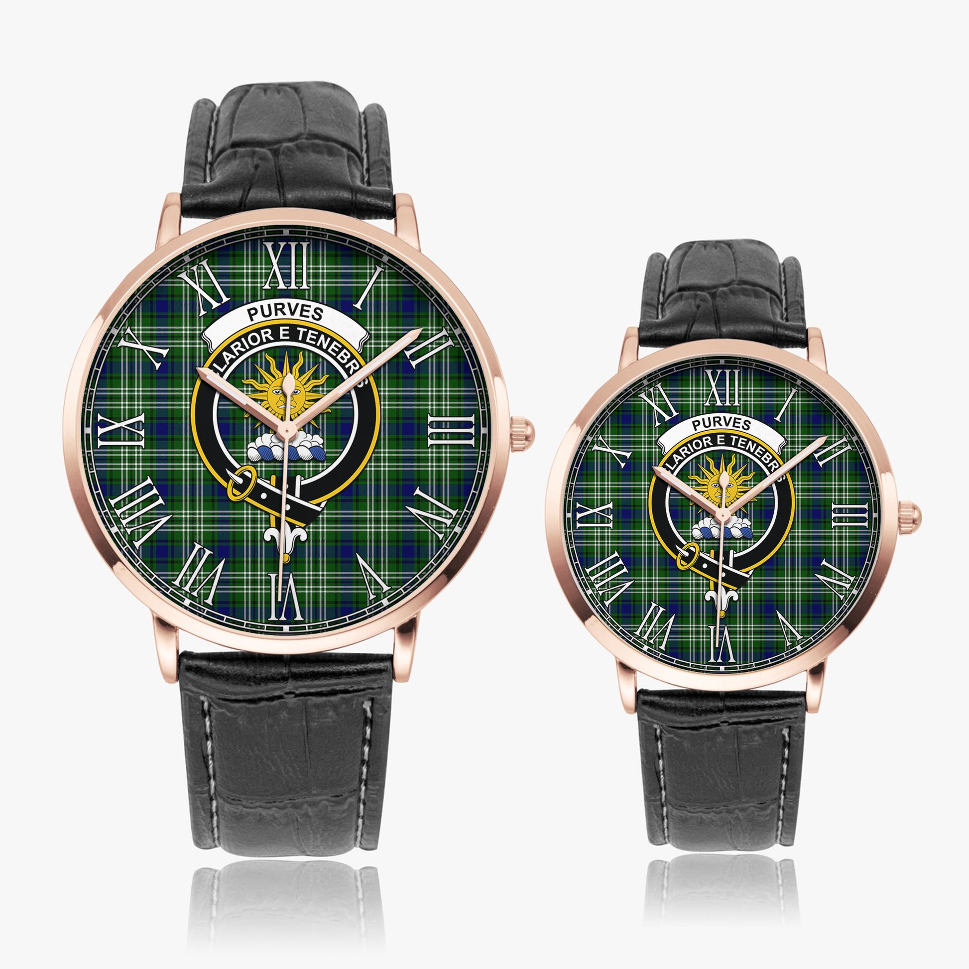 Purves Tartan Family Crest Leather Strap Quartz Watch - Tartan Vibes Clothing