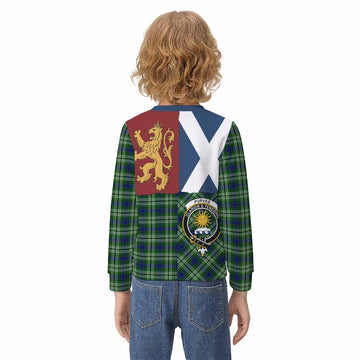 Purves Crest Tartan Kid Knitted Sweatshirt with Lion Rampant Saltire Style
