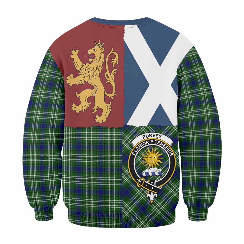 Purves Crest Tartan Sweatshirt with Lion Rampant Saltire Style