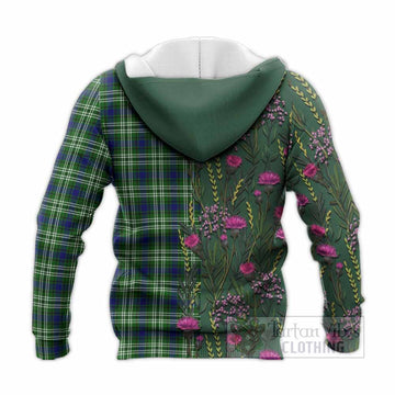 Purves Family Crest Tartan Knitted Hoodie Scottish Thistle Flower Pattern Half Style - Tartan Vibes Clothing