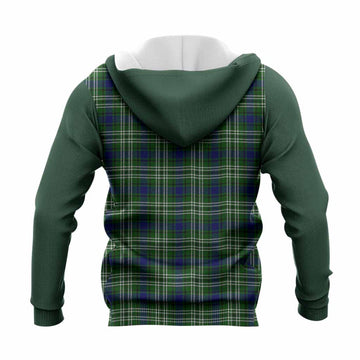 Purves Tartan Accent Knitted Hoodie with Family Crest
