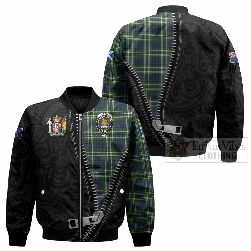 Purves Tartan Bomber Jacket New Zealand Pattern Unique Zipper Stylized