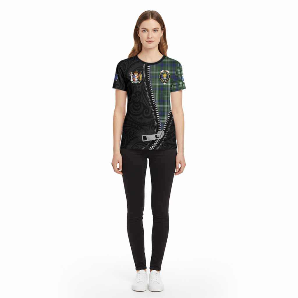 Purves Tartan Cotton T-shirt New Zealand Pattern Unique Zipper Stylized