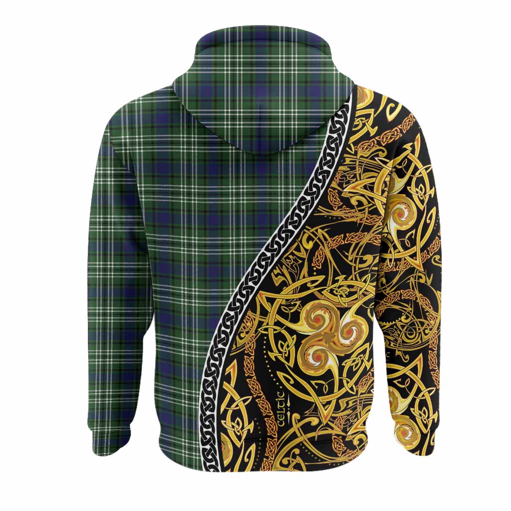 Purves Tartan Crest Hoodie Celtic Knot and Triple Trickle Spiral Symbols