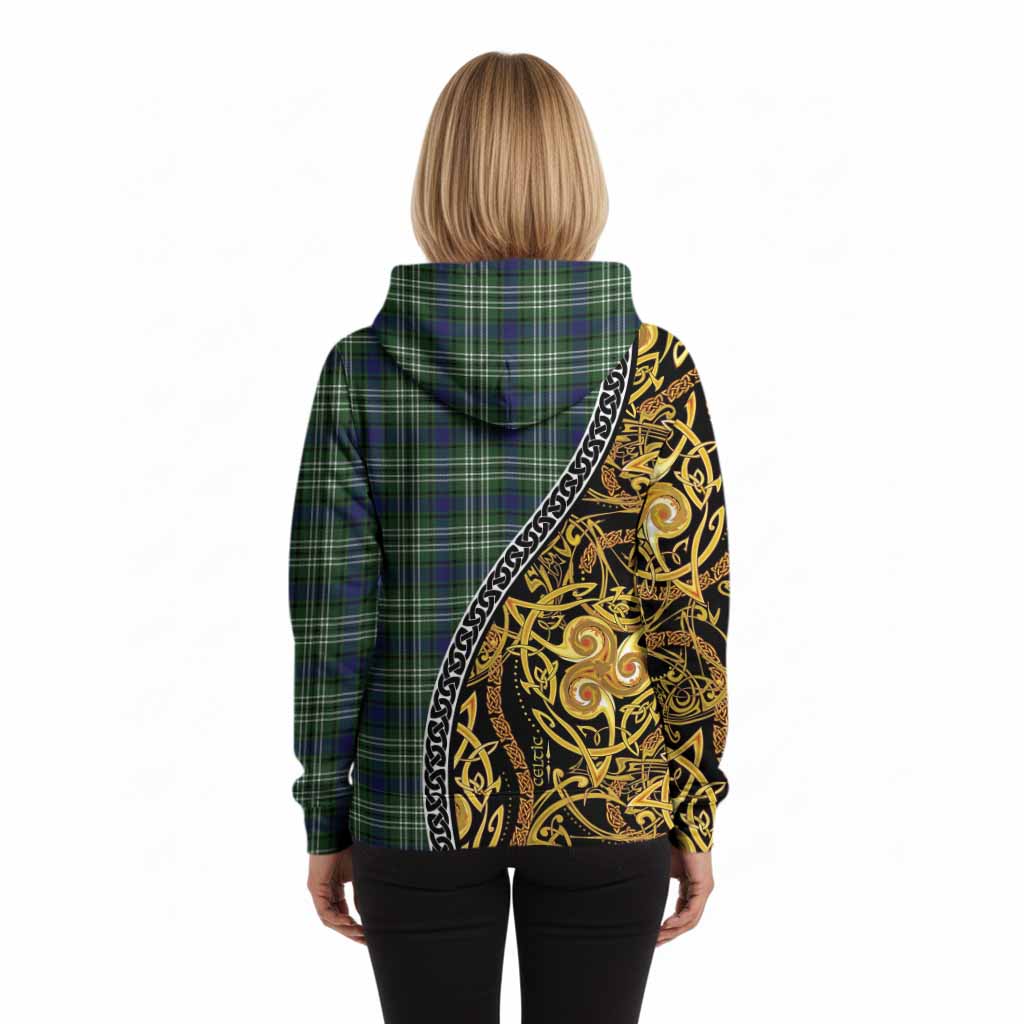 Purves Tartan Crest Hoodie Celtic Knot and Triple Trickle Spiral Symbols