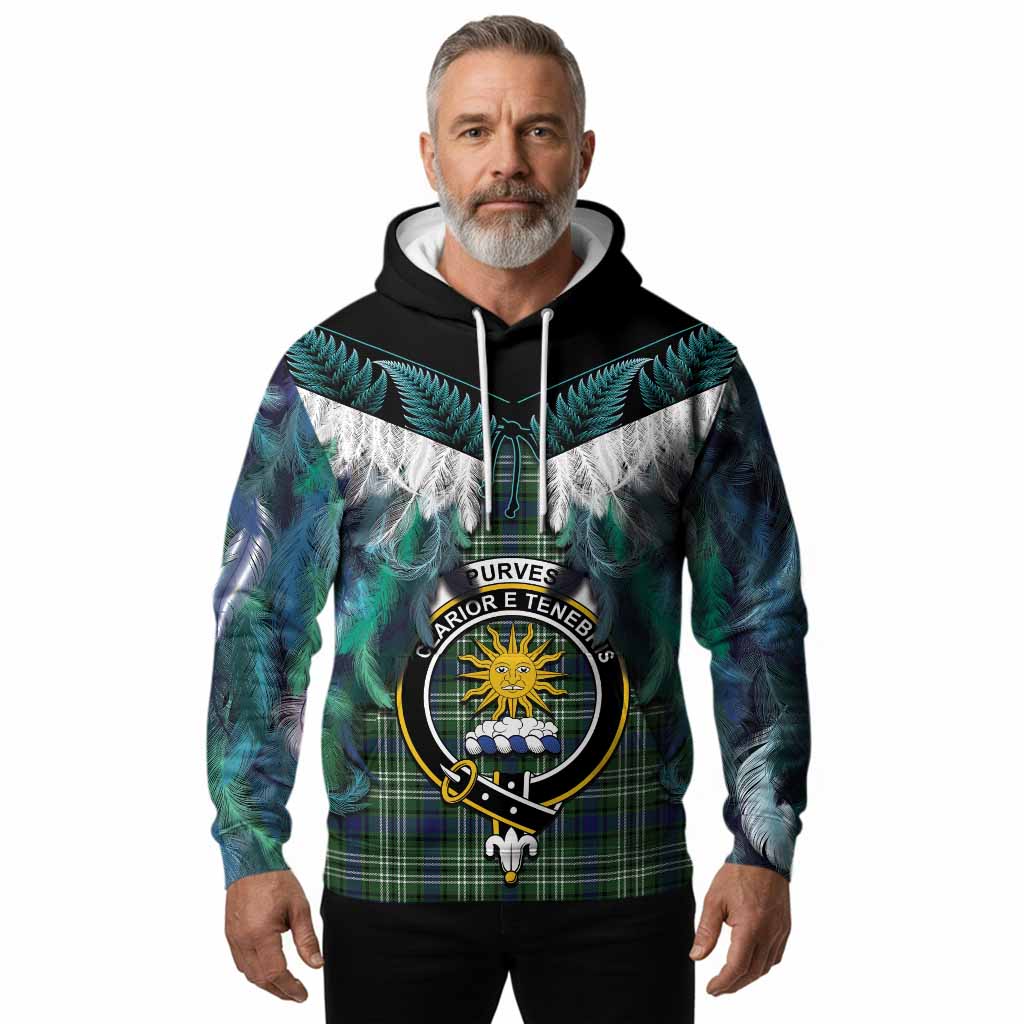 Purves Tartan Crest Hoodie New Zealand Maori Korowai Cloak
