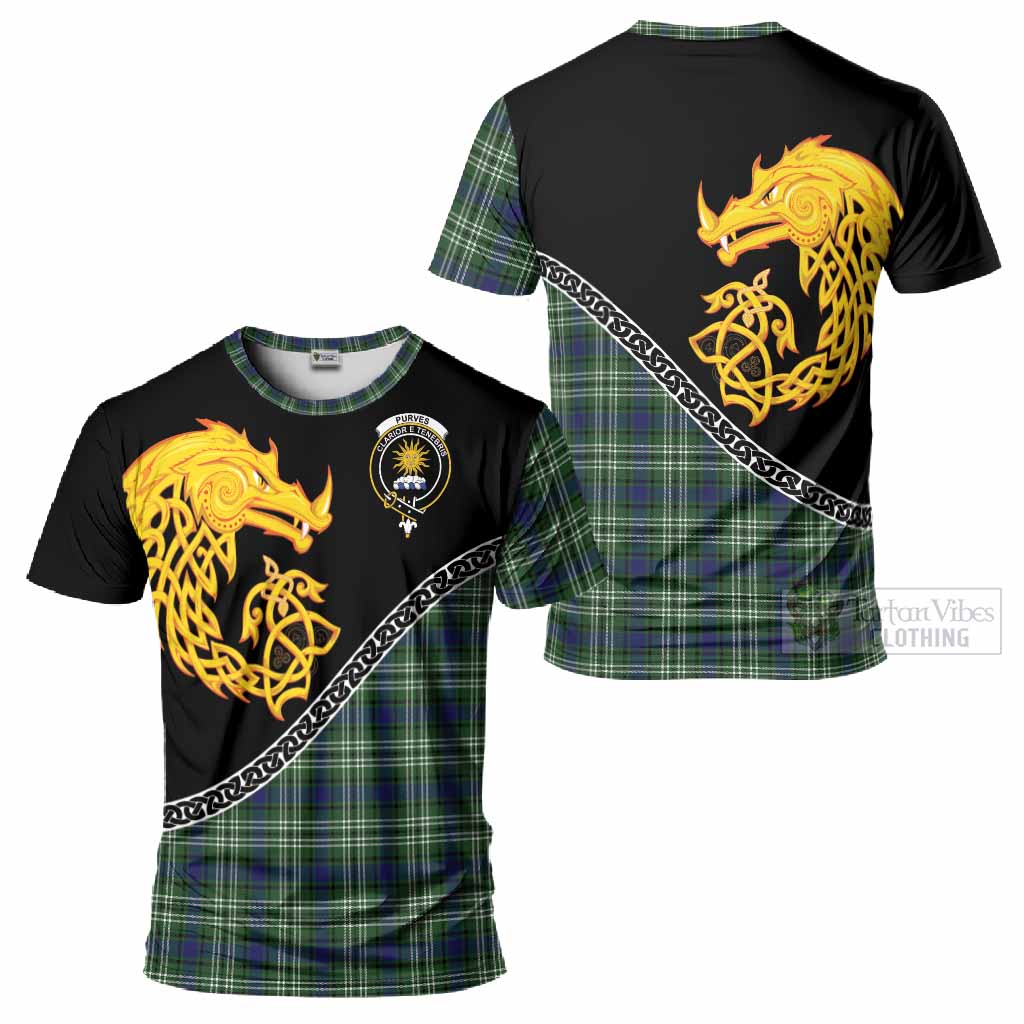 Purves Tartan Crest T-Shirt Legendary Dragon Knot Half Style