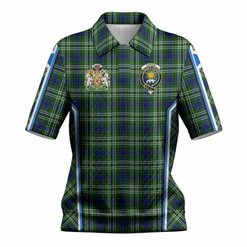 Purves Tartan Crest Women’s Polo Sweater Top Scotland Coat of Arm Flag Style