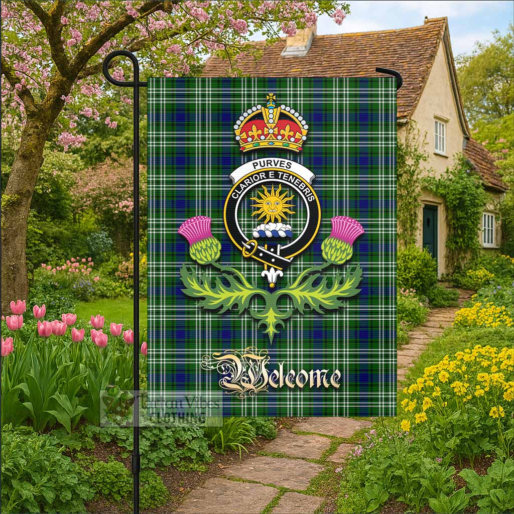 Purves Tartan Family Crest Garden Flag Royal Thistle Welcome Style - Tartan Vibes Clothing