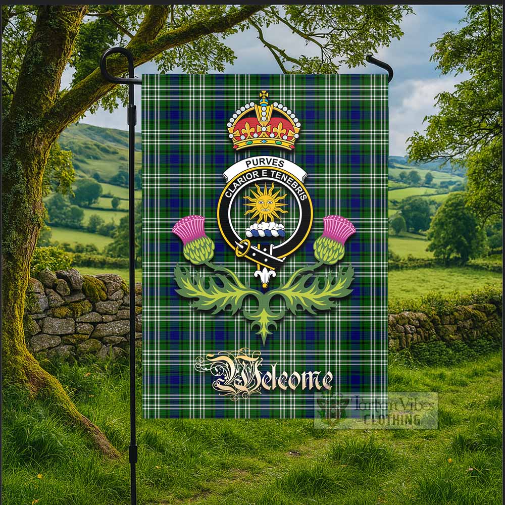 Purves Tartan Family Crest Garden Flag Royal Thistle Welcome Style - Tartan Vibes Clothing