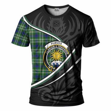 Purves Tartan Family Crest T-shirt Celtic Scottish Thistle Floral - Tartan Vibes Clothing
