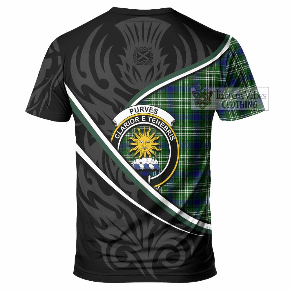 Purves Tartan Family Crest T-shirt Celtic Scottish Thistle Floral - Tartan Vibes Clothing