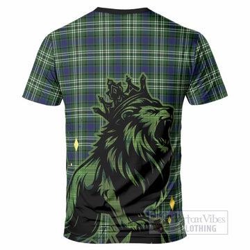 Purves Tartan Family Crest T-Shirt Crowned Lion Roaring