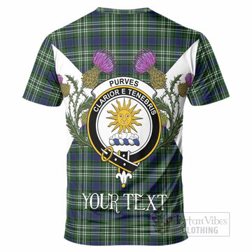 Purves Tartan Family Crest T-Shirt Scottish Burns Night Thistle Floral