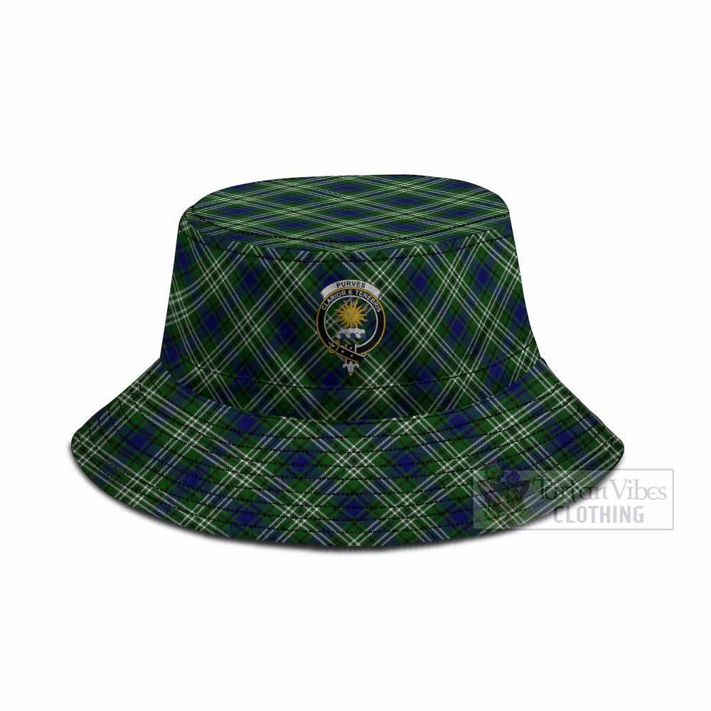 Purves Tartan Fishing Hat with Family Crest