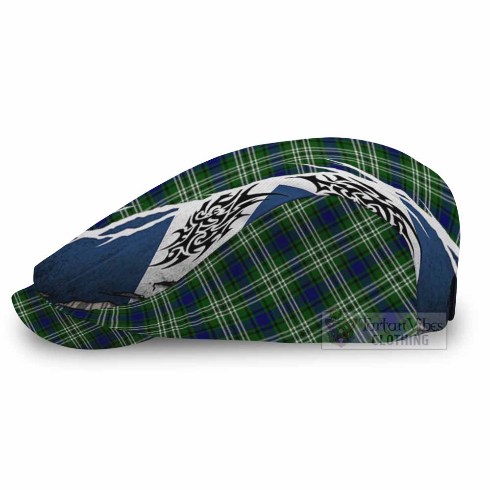 Purves Tartan Flat Cap, Jeff Cap Scotland Flag Ripped Tribal Design