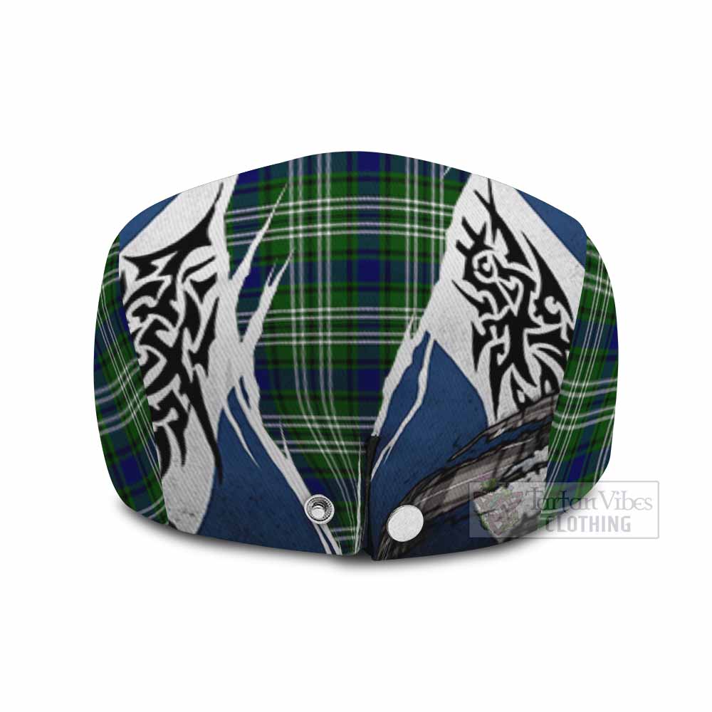 Purves Tartan Flat Cap, Jeff Cap Scotland Flag Ripped Tribal Design