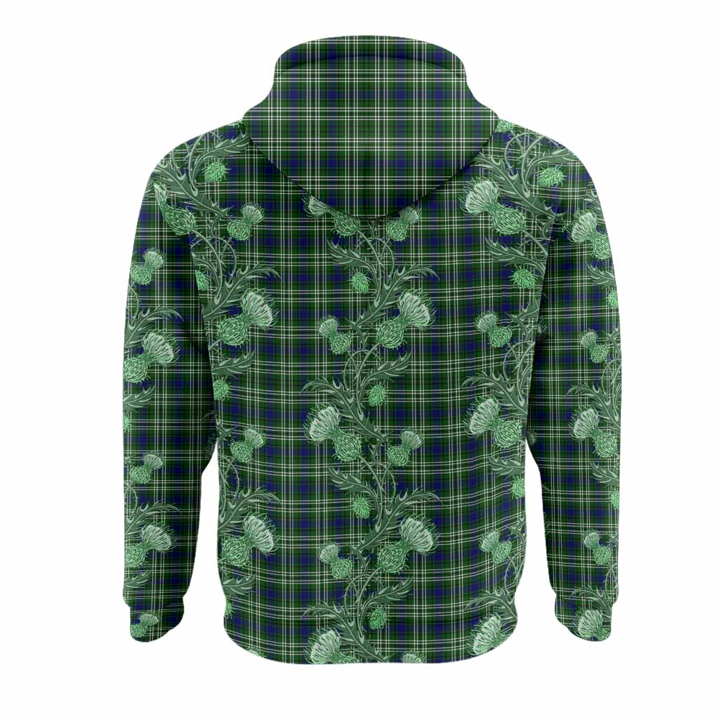 Purves Tartan Hoodie Seamless Scottish Thistle Flowers