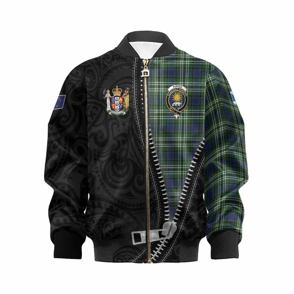 Purves Tartan Kid Bomber Jacket New Zealand Pattern Unique Zipper Stylized